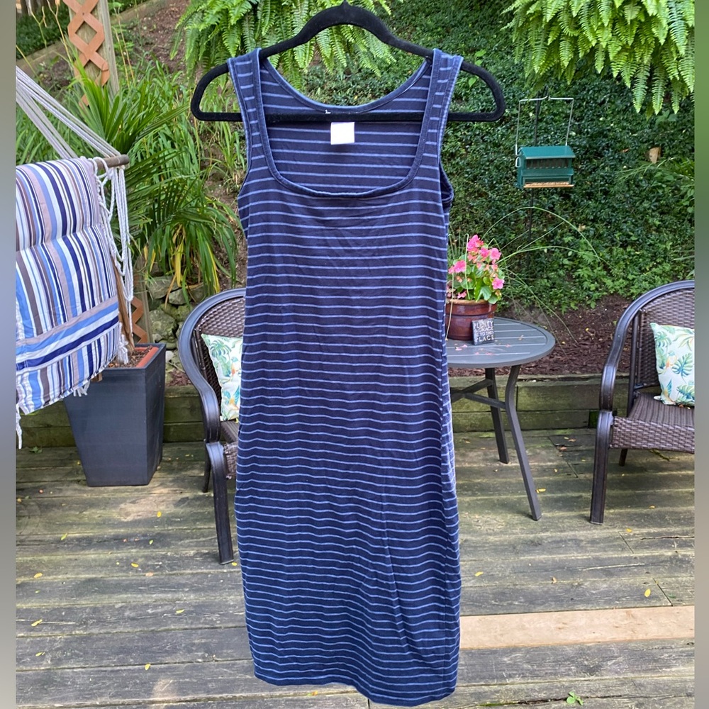 Striped Navy Blue Sleeveless Dress